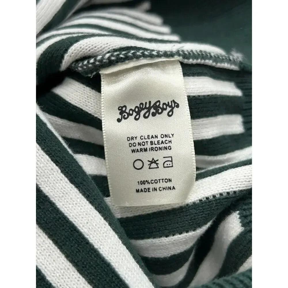 NWT Bogey Boys Mens Golf Cardigan Sweater Striped Heavyweight Green White Size L
